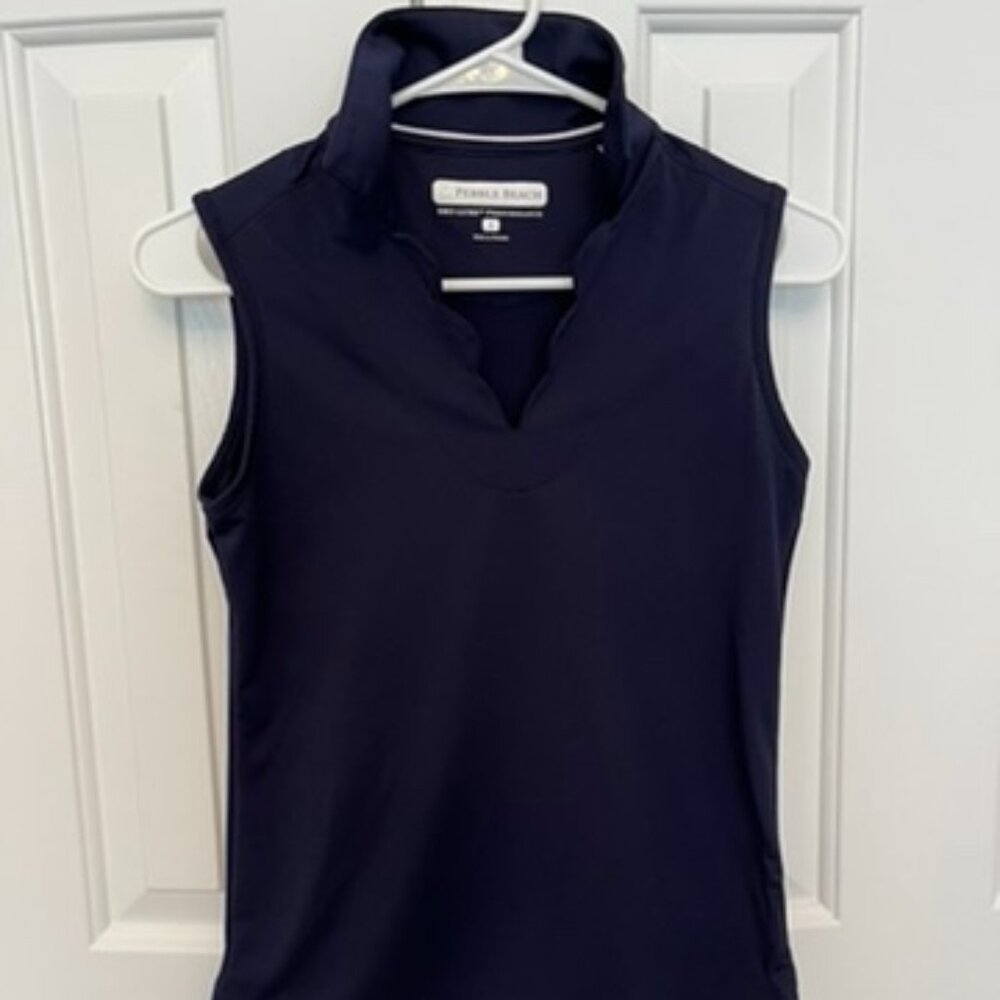 Pebble Beach Navy Sleeveless Polo Tank Top